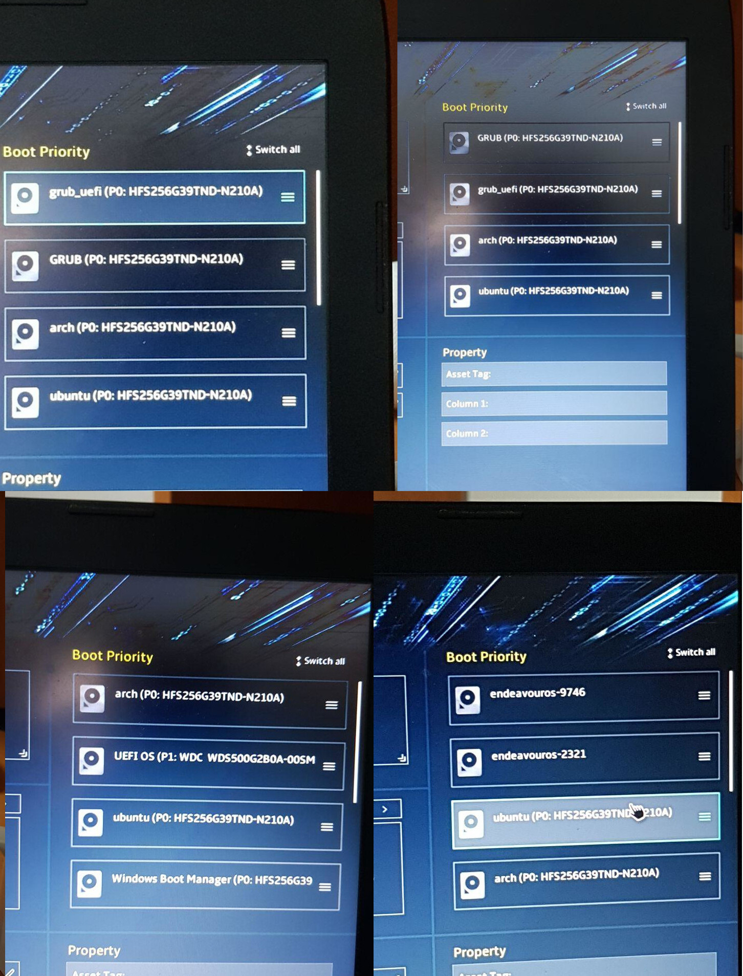 the pictures i took while trying to figure out which boot options are useless