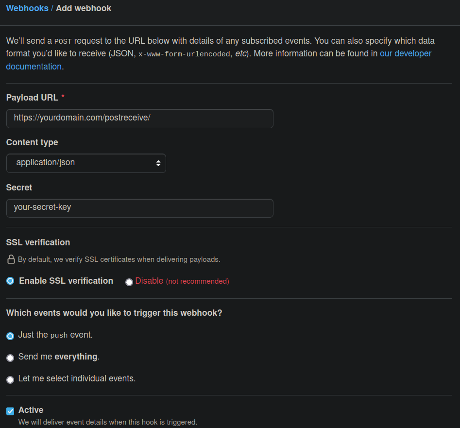 Webhook form example