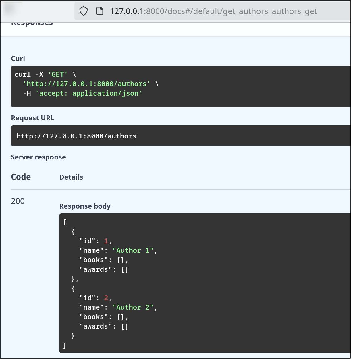 Example result